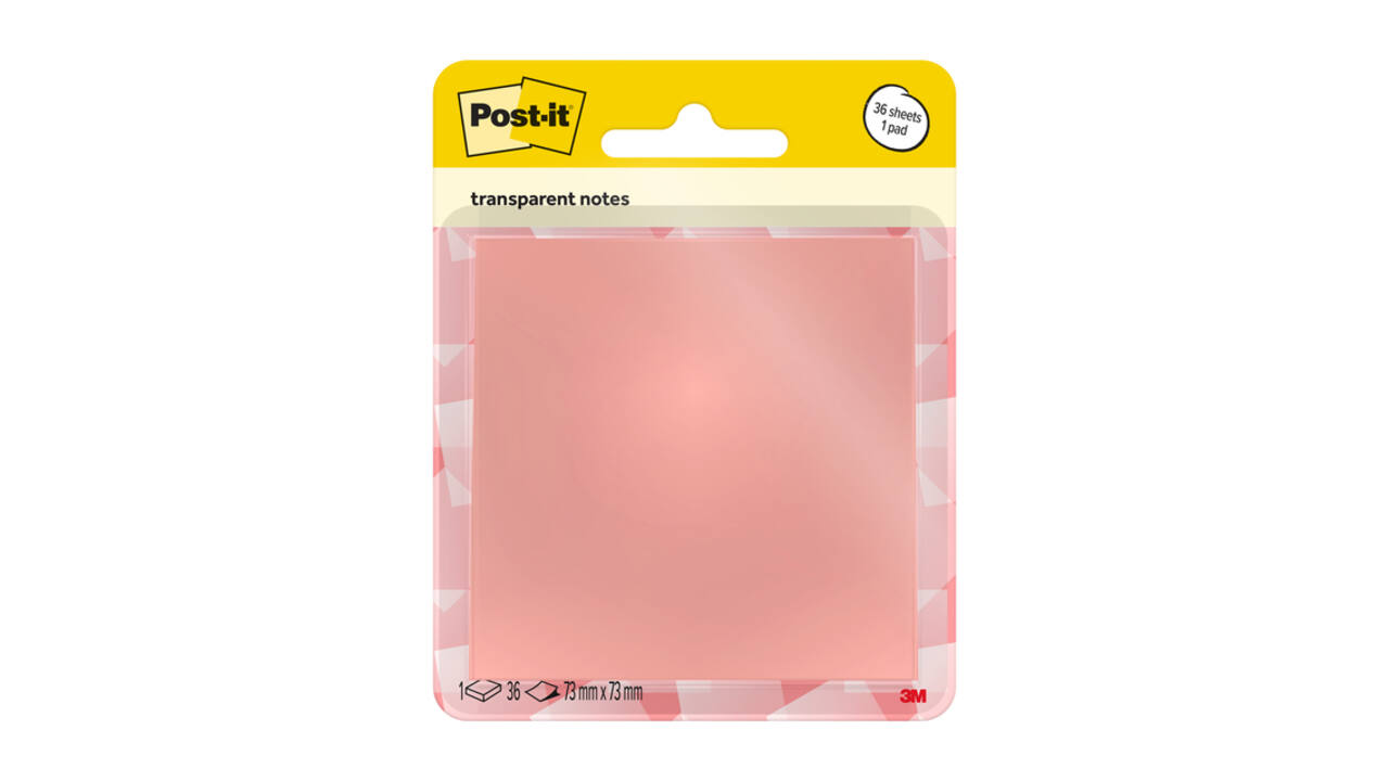 Memoblok Post-it 3M 73x73mm Transparant roze