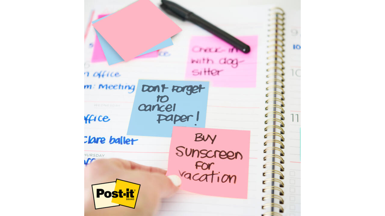 Memoblok Post-it 3M 73x73mm Transparant blauw