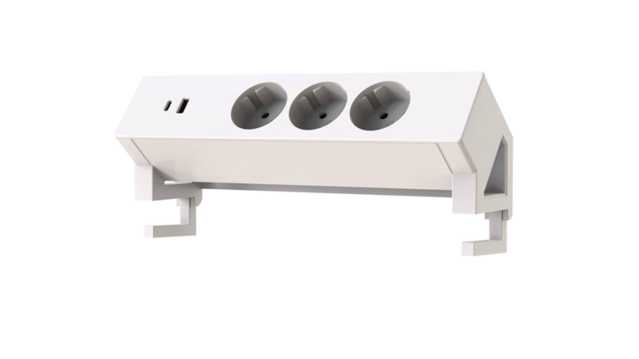 Stekkerdoos Euroseats opbouw 3 voudig USB A+C wit