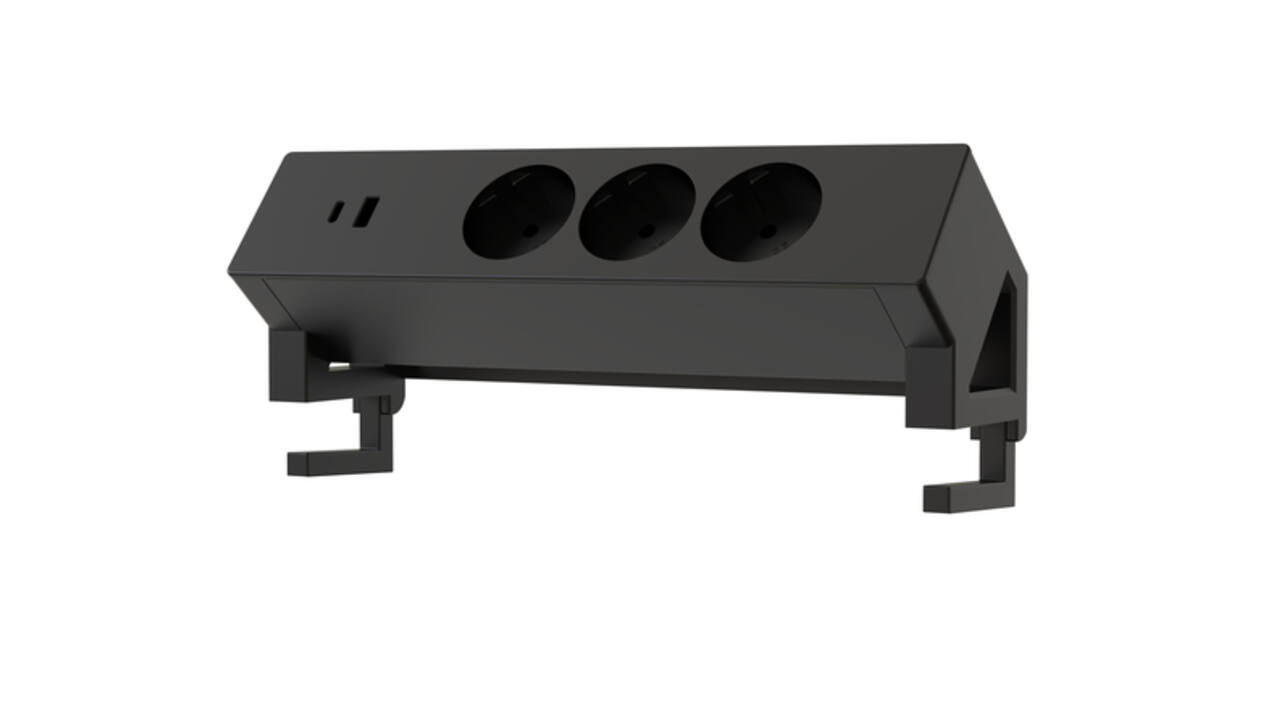 Stekkerdoos Euroseats opbouw 3 voudig USB A+C zwart