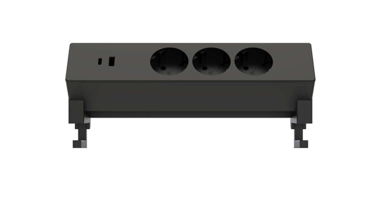 Stekkerdoos Euroseats opbouw 3 voudig USB A+C zwart
