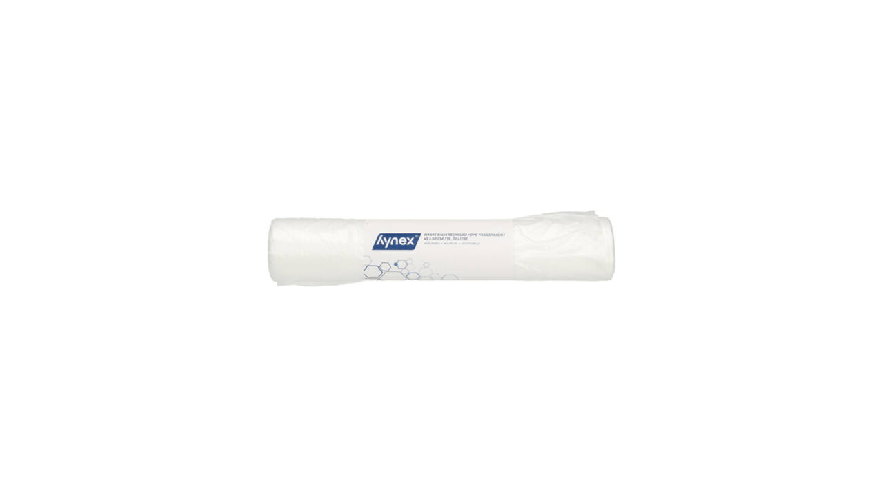 Afvalzak Hynex 45x50cm HDPE recycled T15 20L transparant rol à 50 stuks