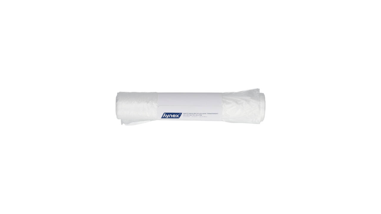 Afvalzak Hynex 45x50cm HDPE recycled T15 20L transparant rol à 50 stuks