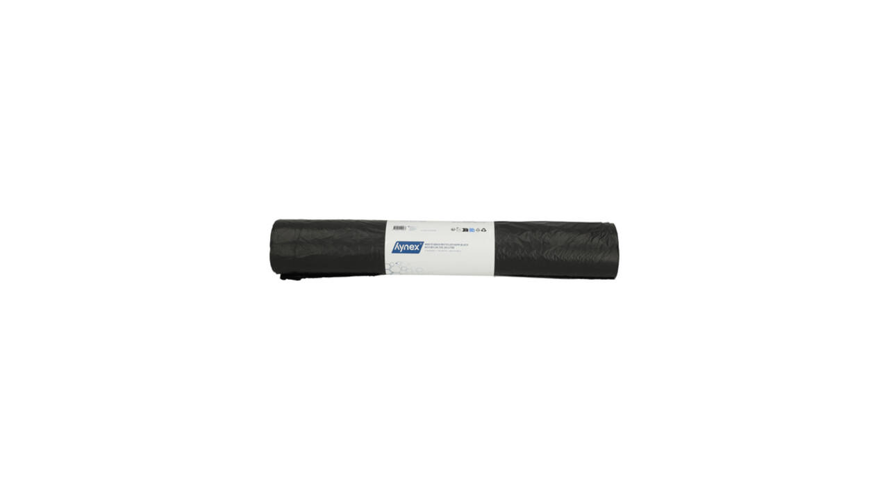 Afvalzak Hynex 60x80cm HDPE recycled T25 60L zwart rol à 25 stuks