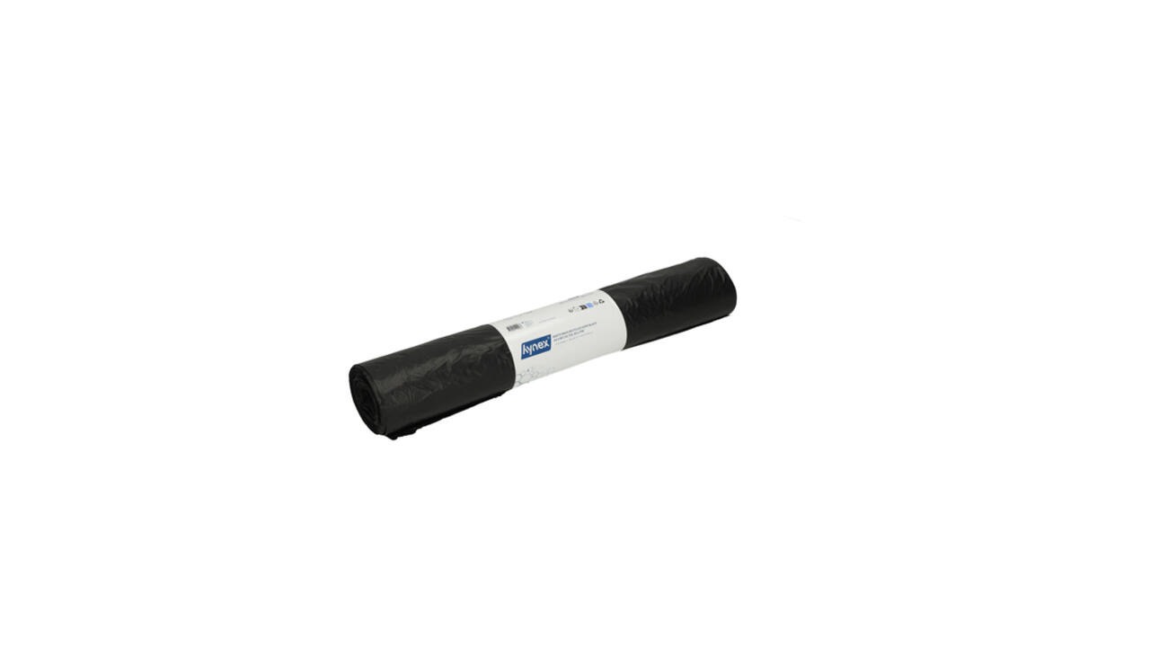 Afvalzak Hynex 60x80cm HDPE recycled T25 60L zwart rol à 25 stuks