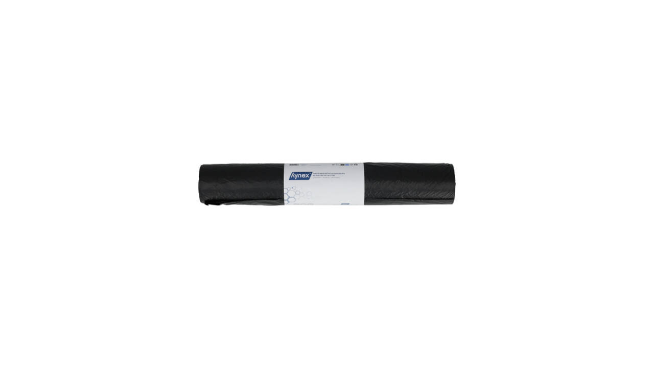Afvalzak Hynex 60x80cm HDPE recycled T25 60L zwart rol à 25 stuks
