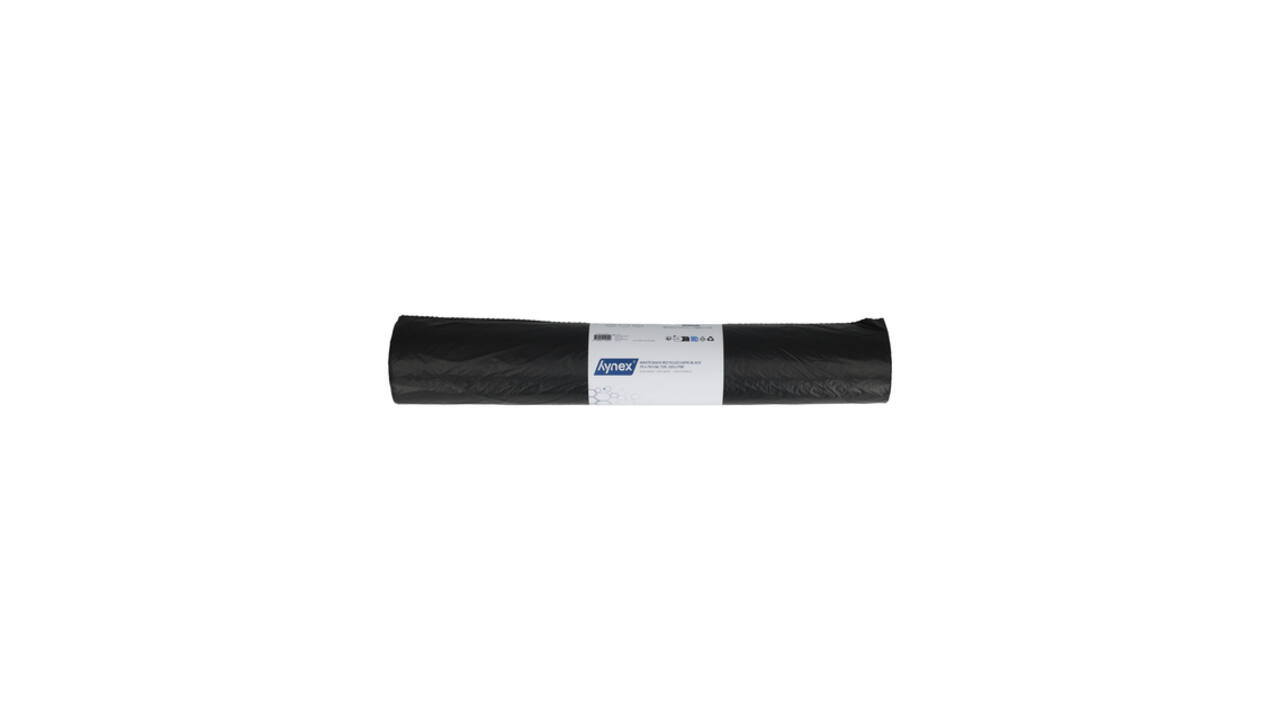 Afvalzak Hynex 70x110cm HDPE recycled T25 120L zwart rol à 25 stuks