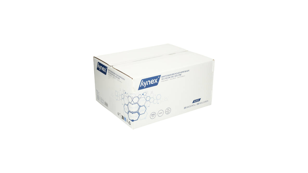 Afvalzak Hynex 70x110cm HDPE recycled T25 120L zwart rol à 25 stuks