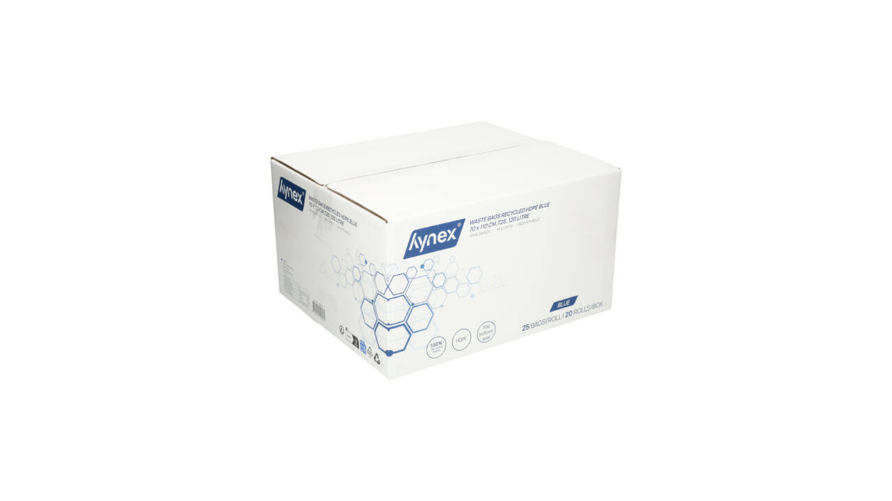Afvalzak Hynex 70x110cm HDPE recycled T25 120L blauw rol à 25 stuks