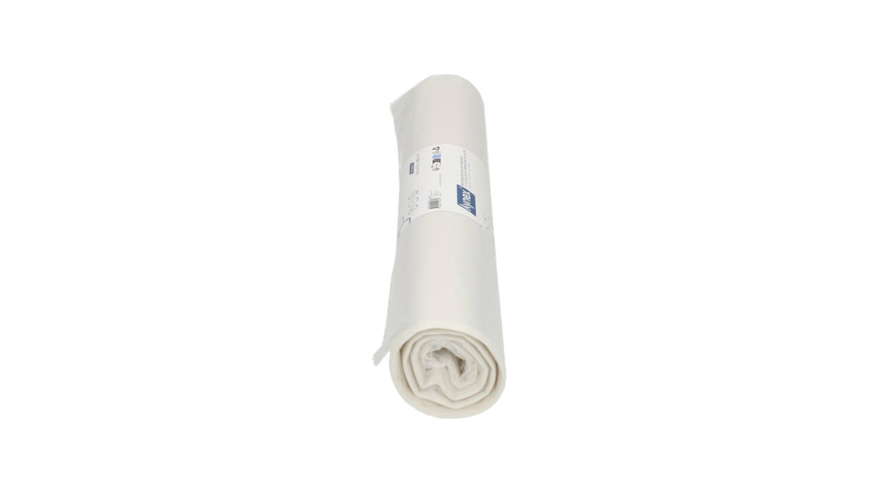 Afvalzak Hynex 70/15x200cm LDPE recycled T80 400L transparant ponsgaten rol à 5 stuks