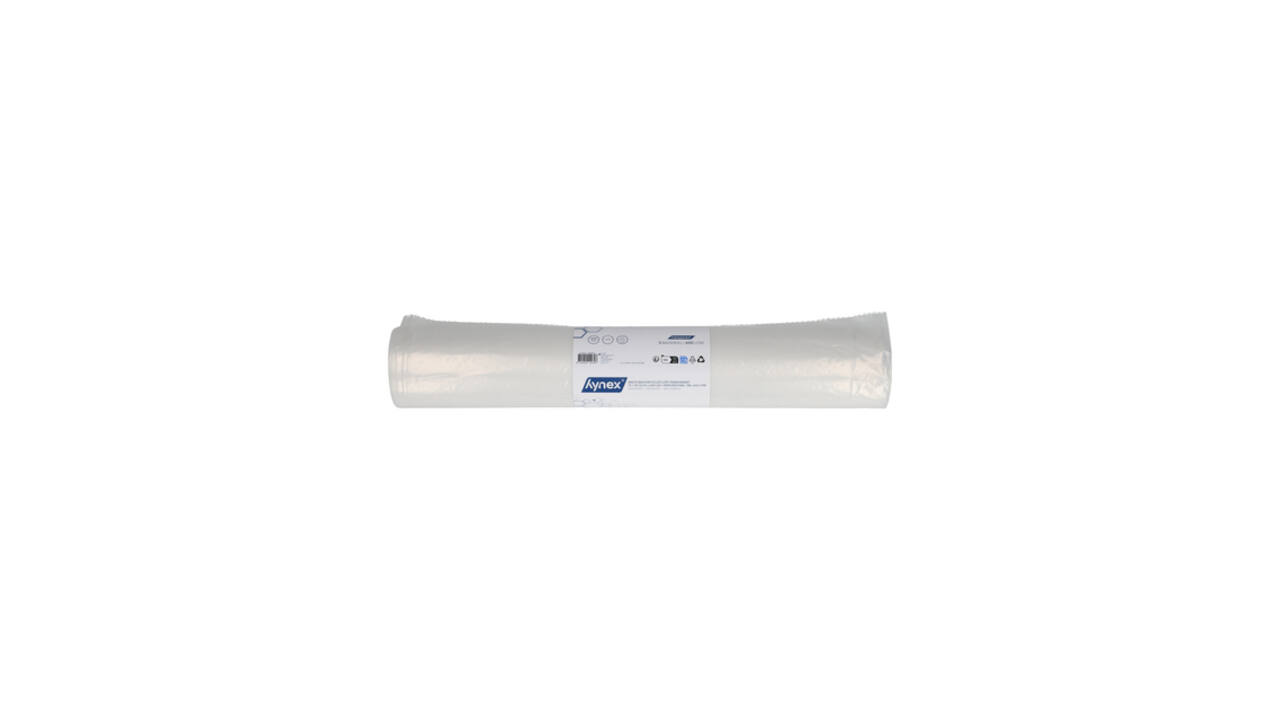 Afvalzak Hynex 70/15x200cm LDPE recycled T80 400L transparant ponsgaten rol à 5 stuks