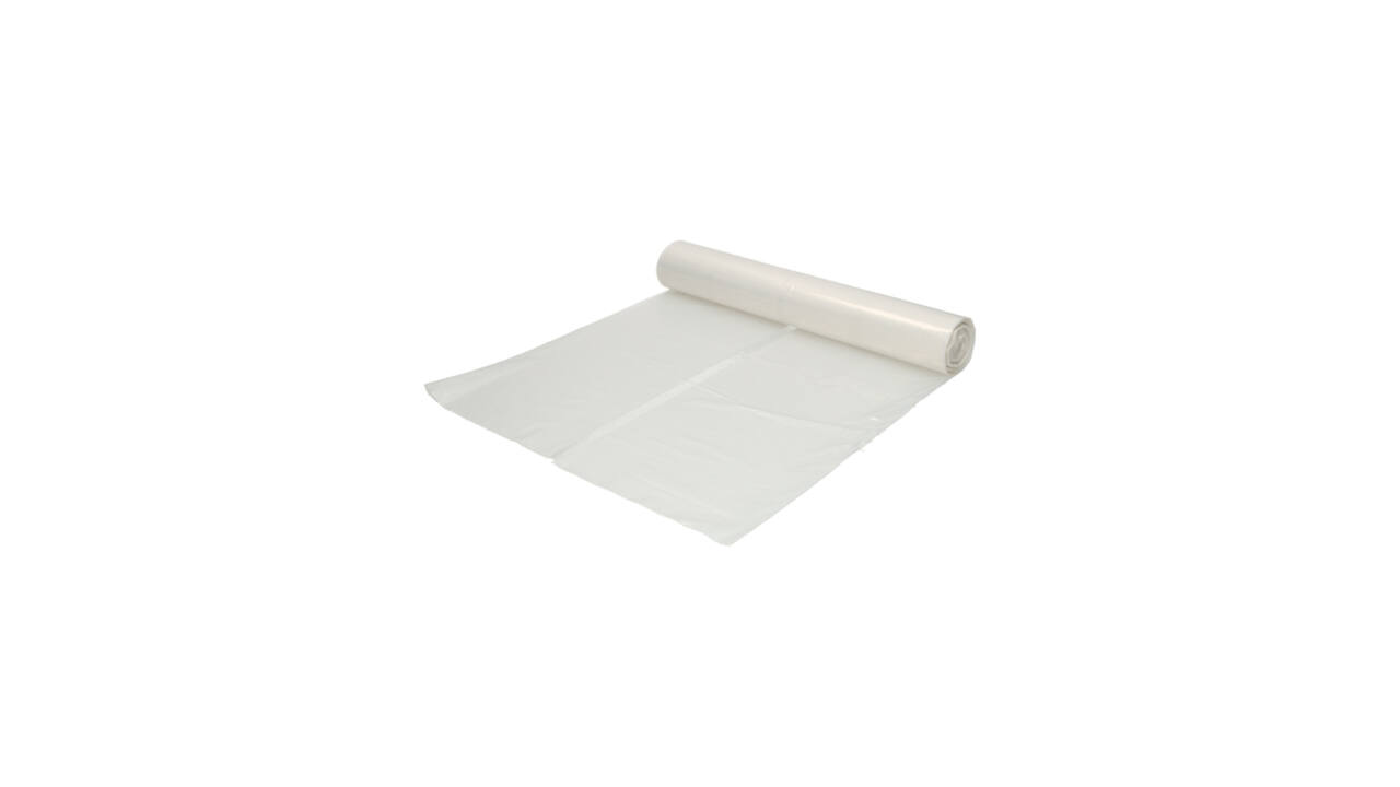 Afvalzak Hynex 70/15x200cm LDPE recycled T80 400L transparant ponsgaten rol à 5 stuks