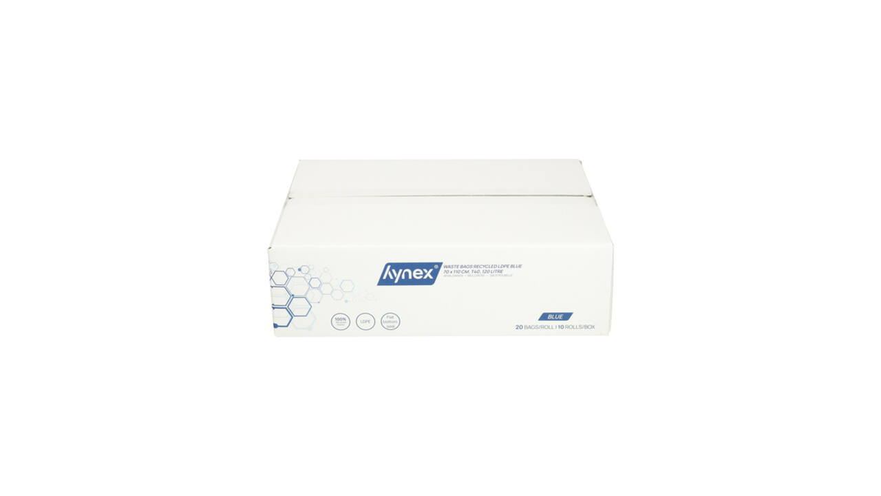 Afvalzak Hynex 70x110cm LDPE recycled T40 120L blauw rol à 20 stuks