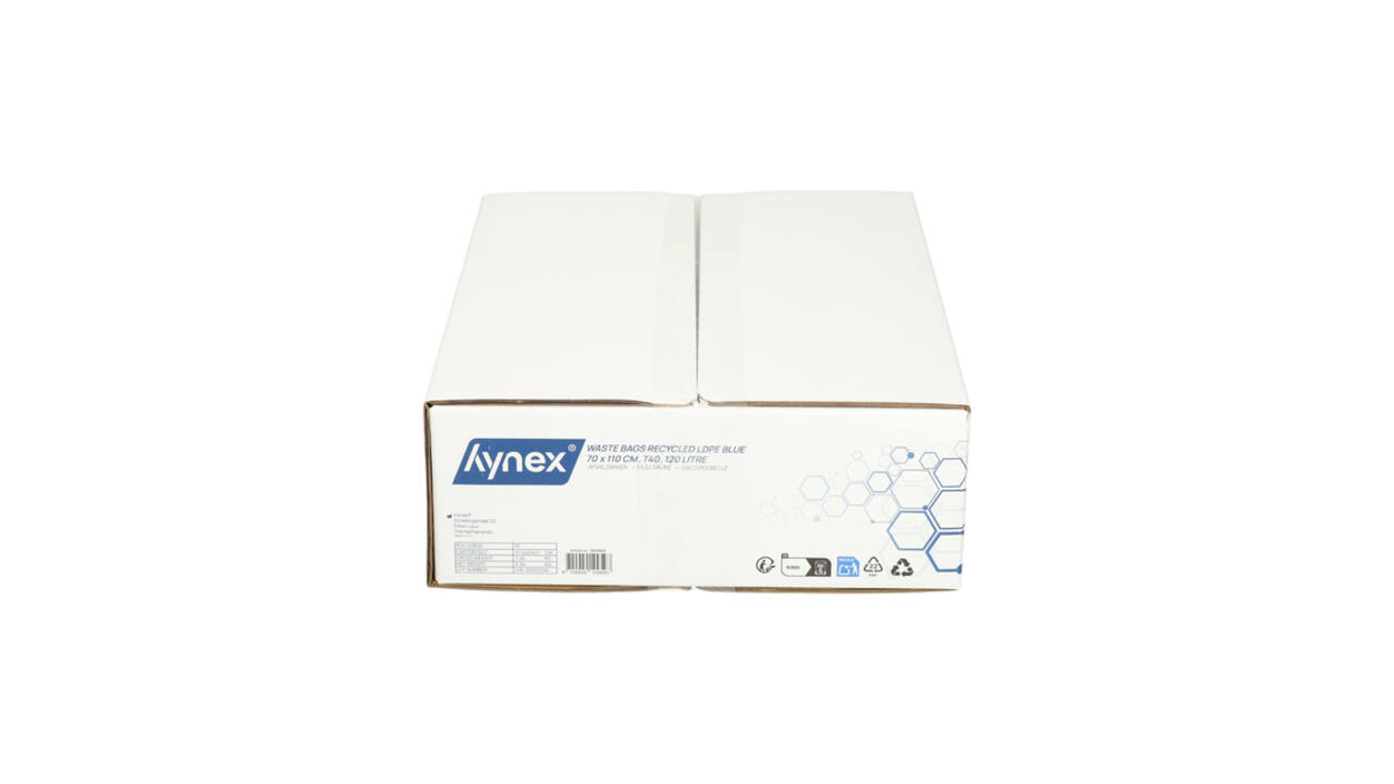 Afvalzak Hynex 70x110cm LDPE recycled T40 120L blauw rol à 20 stuks