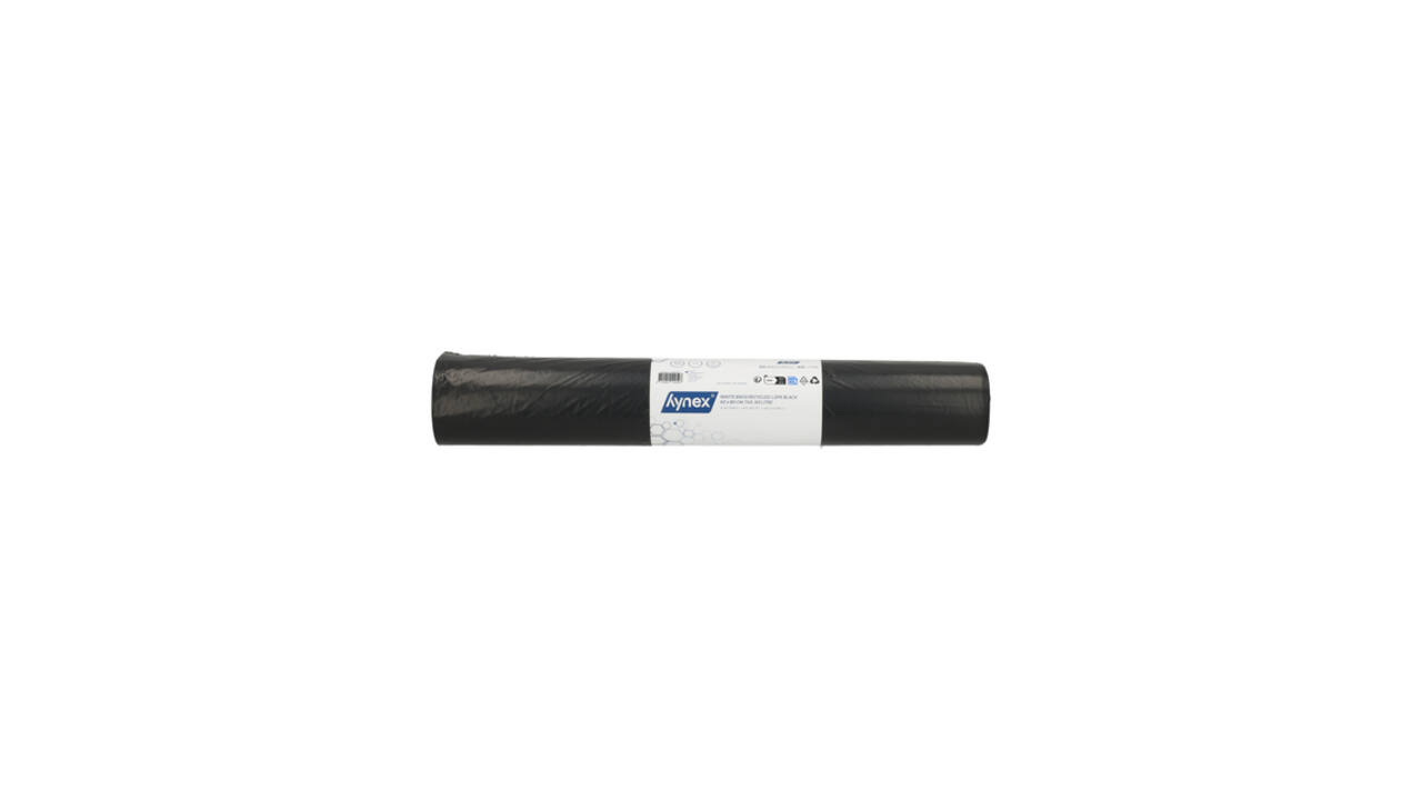 Afvalzak Hynex 60x80cm LDPE recycled T40 60L zwart rol à 20 stuks