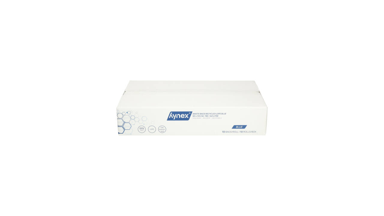 Afvalzak Hynex 90x110cm LDPE recycled T80 140L blauw rol à 10 stuks