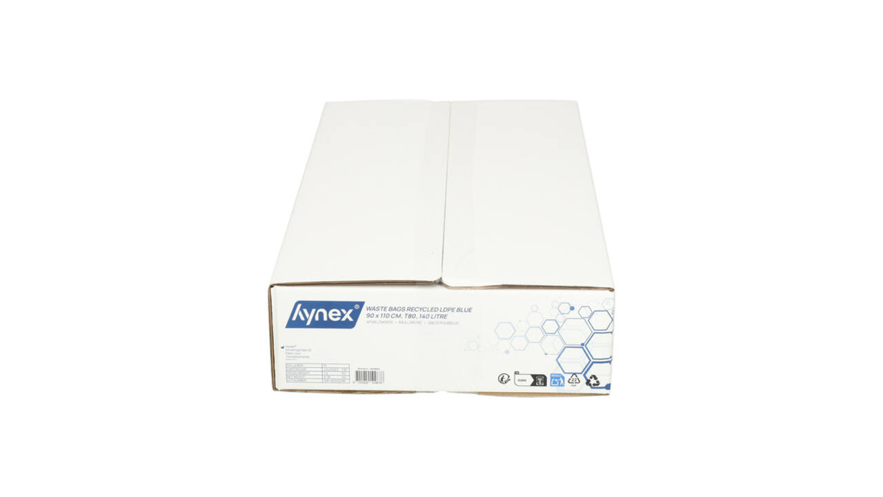 Afvalzak Hynex 90x110cm LDPE recycled T80 140L blauw rol à 10 stuks