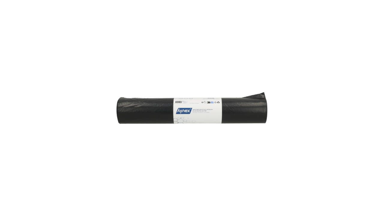 Afvalzak Hynex 60x80cm LDPE recycled T60 60L zwart rol à 20 stuks