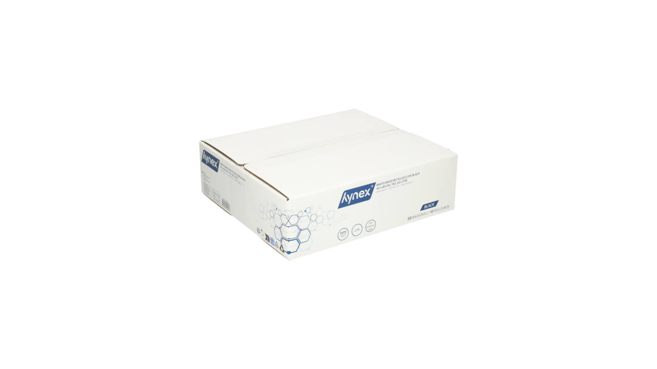 Afvalzak Hynex 60x80cm LDPE recycled T60 60L zwart rol à 20 stuks