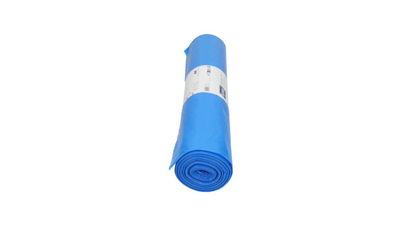 Afvalzak Hynex 80x110cm LDPE recycled T60 130L blauw rol à 20 stuks