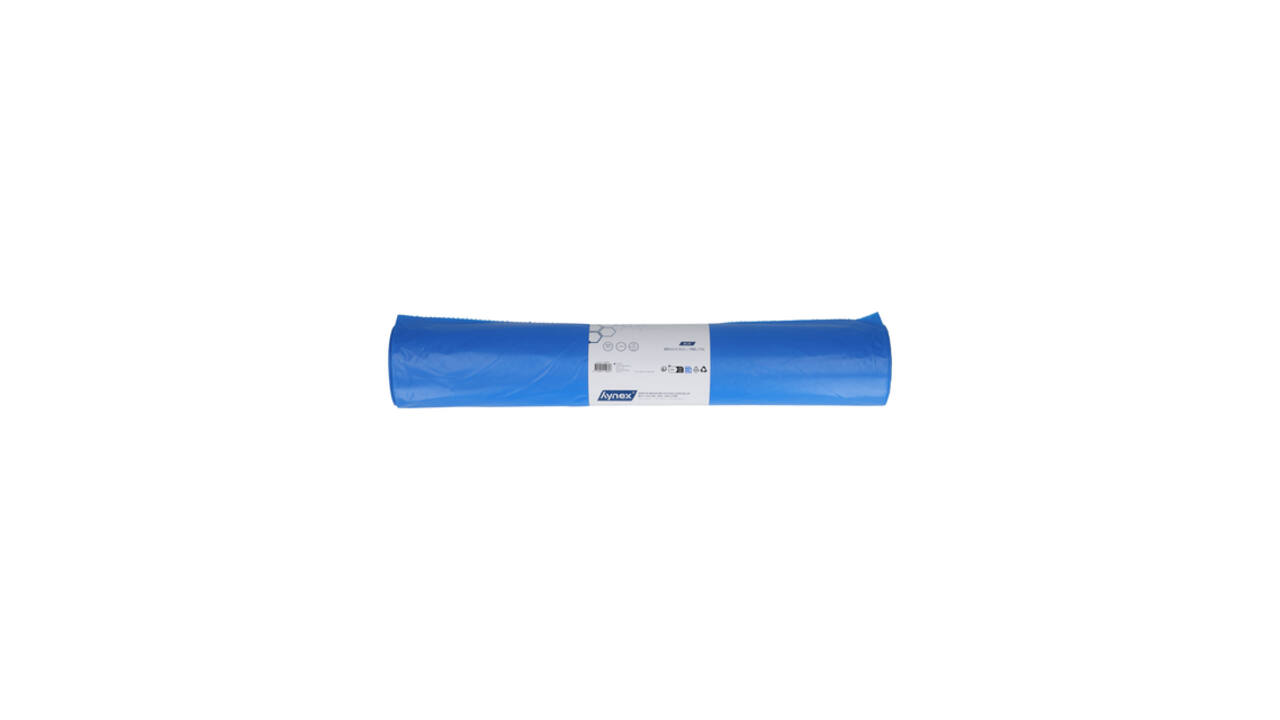 Afvalzak Hynex 80x110cm LDPE recycled T60 130L blauw rol à 20 stuks