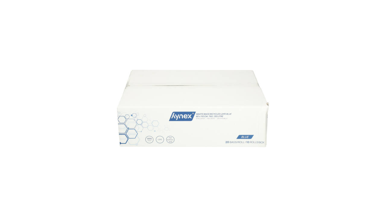 Afvalzak Hynex 80x110cm LDPE recycled T60 130L blauw rol à 20 stuks