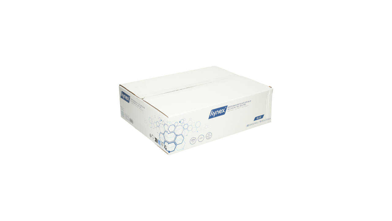 Afvalzak Hynex 80x110cm LDPE recycled T60 130L blauw rol à 20 stuks