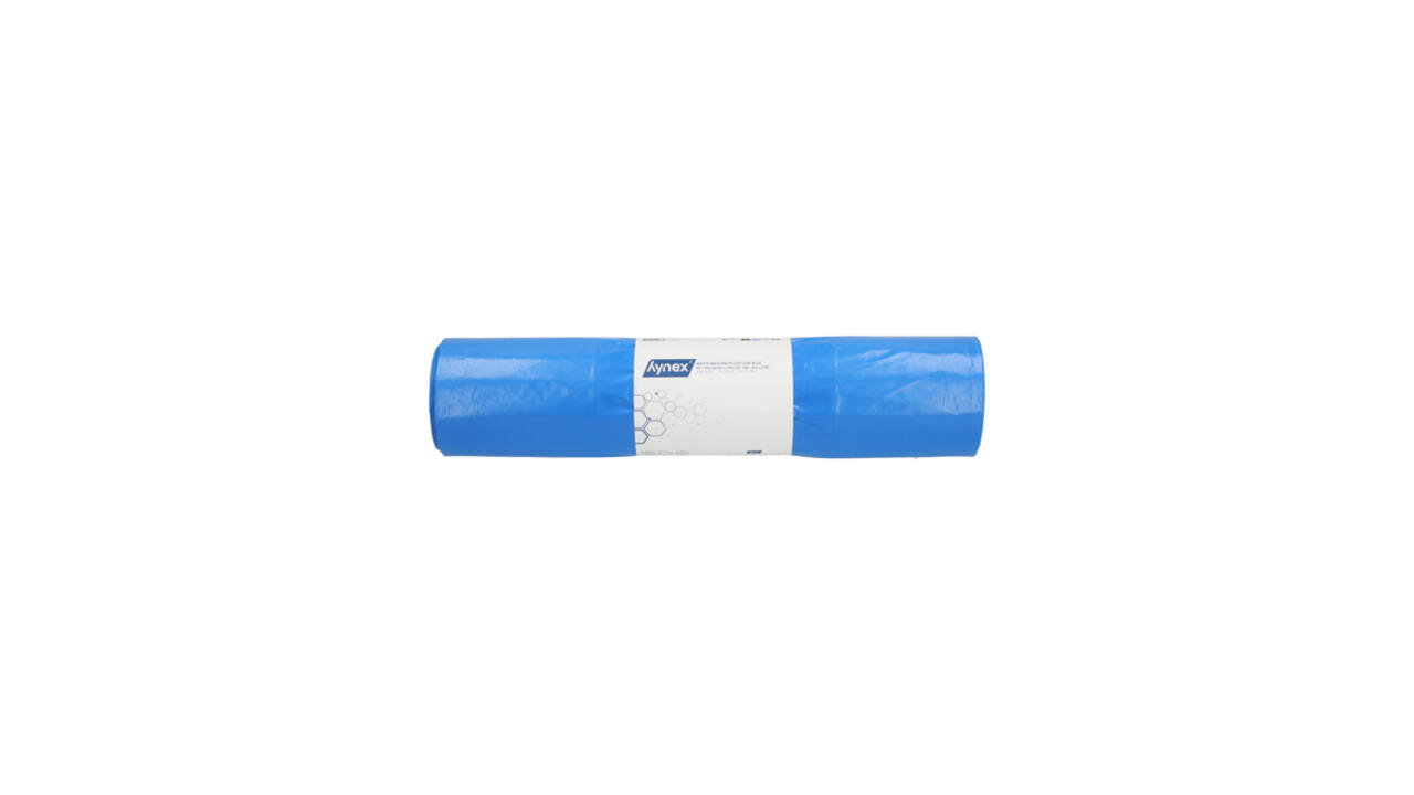 Afvalzak Hynex 65/25x135cm LDPE recycled T80 240L blauw rol à 10 stuks