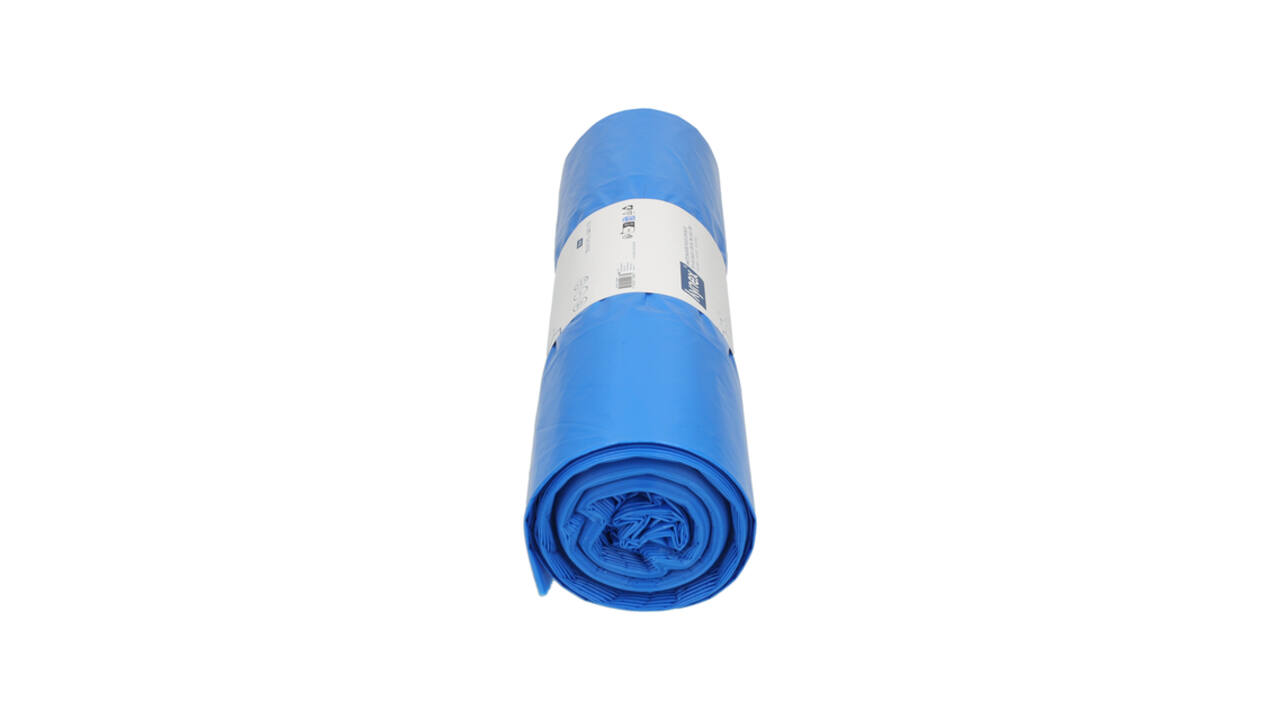 Afvalzak Hynex 65/25x135cm LDPE recycled T80 240L blauw rol à 10 stuks