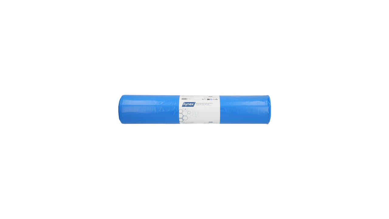 Afvalzak Hynex 70x110cm LDPE recycled T100 120L blauw rol à 20 stuks
