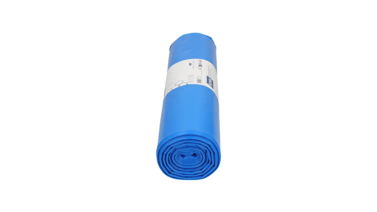 Afvalzak Hynex 70x110cm LDPE recycled T100 120L blauw rol à 20 stuks