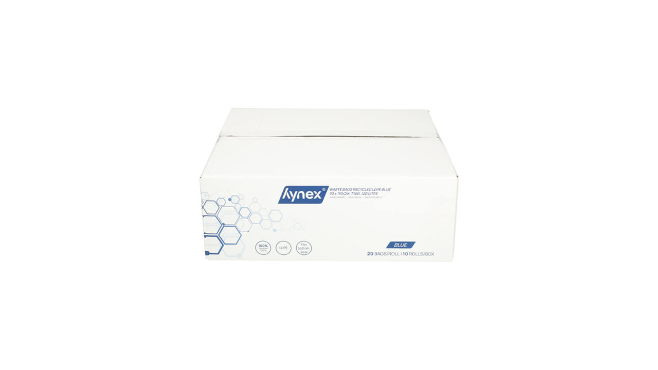 Afvalzak Hynex 70x110cm LDPE recycled T100 120L blauw rol à 20 stuks