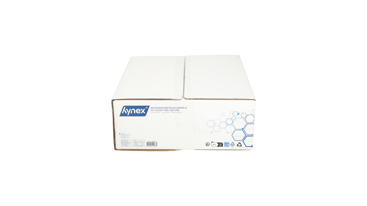 Afvalzak Hynex 70x110cm LDPE recycled T100 120L blauw rol à 20 stuks