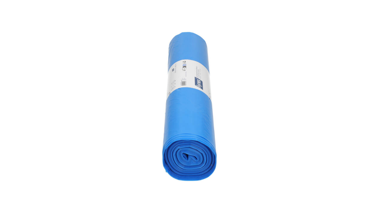 Afvalzak Hynex 70x110cm LDPE recycled T60 120L blauw rol à 20 stuks