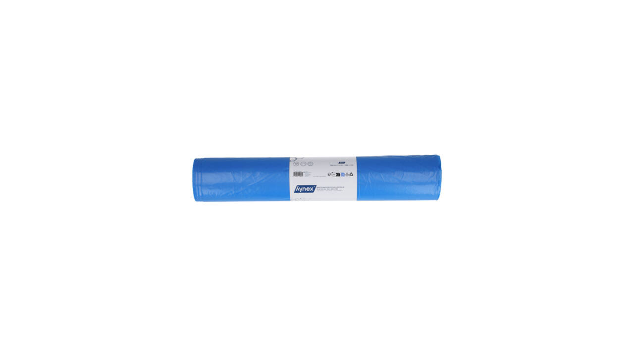 Afvalzak Hynex 70x110cm LDPE recycled T60 120L blauw rol à 20 stuks