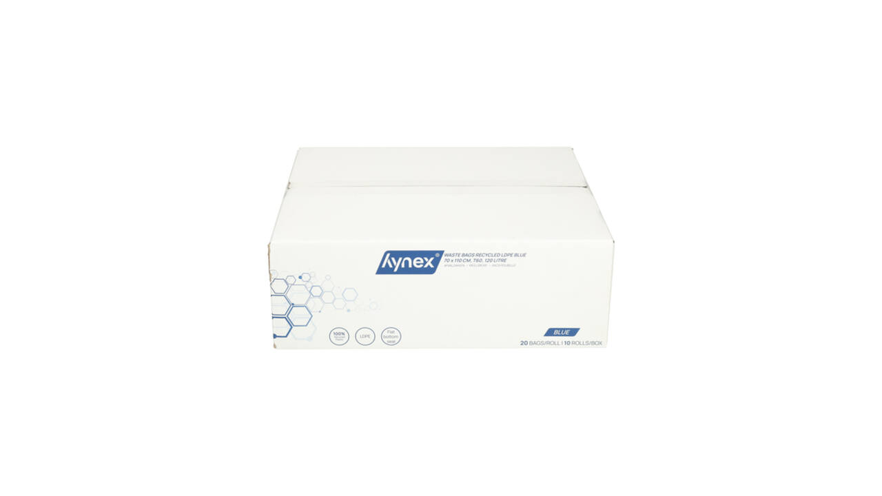 Afvalzak Hynex 70x110cm LDPE recycled T60 120L blauw rol à 20 stuks