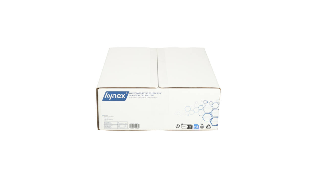 Afvalzak Hynex 70x110cm LDPE recycled T60 120L blauw rol à 20 stuks