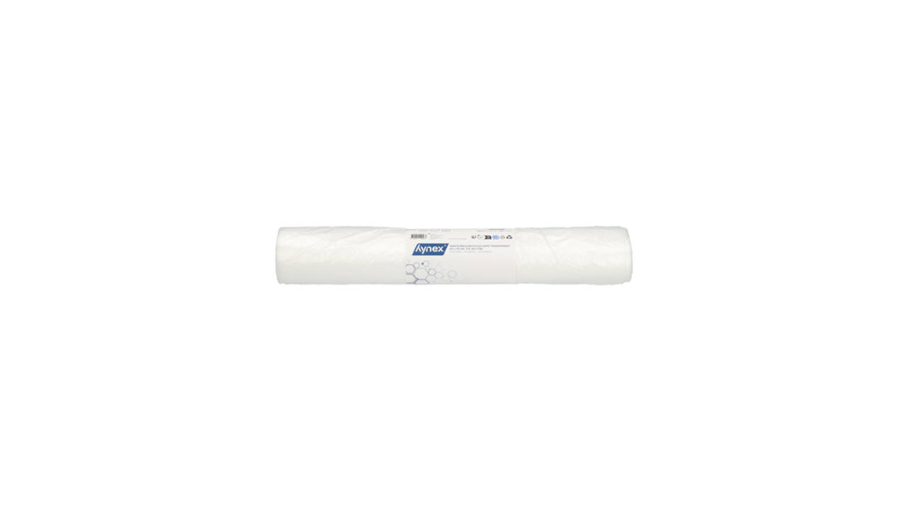 Afvalzak Hynex 63x70cm HDPE recycled T15 50L transparant rol à 50 stuks