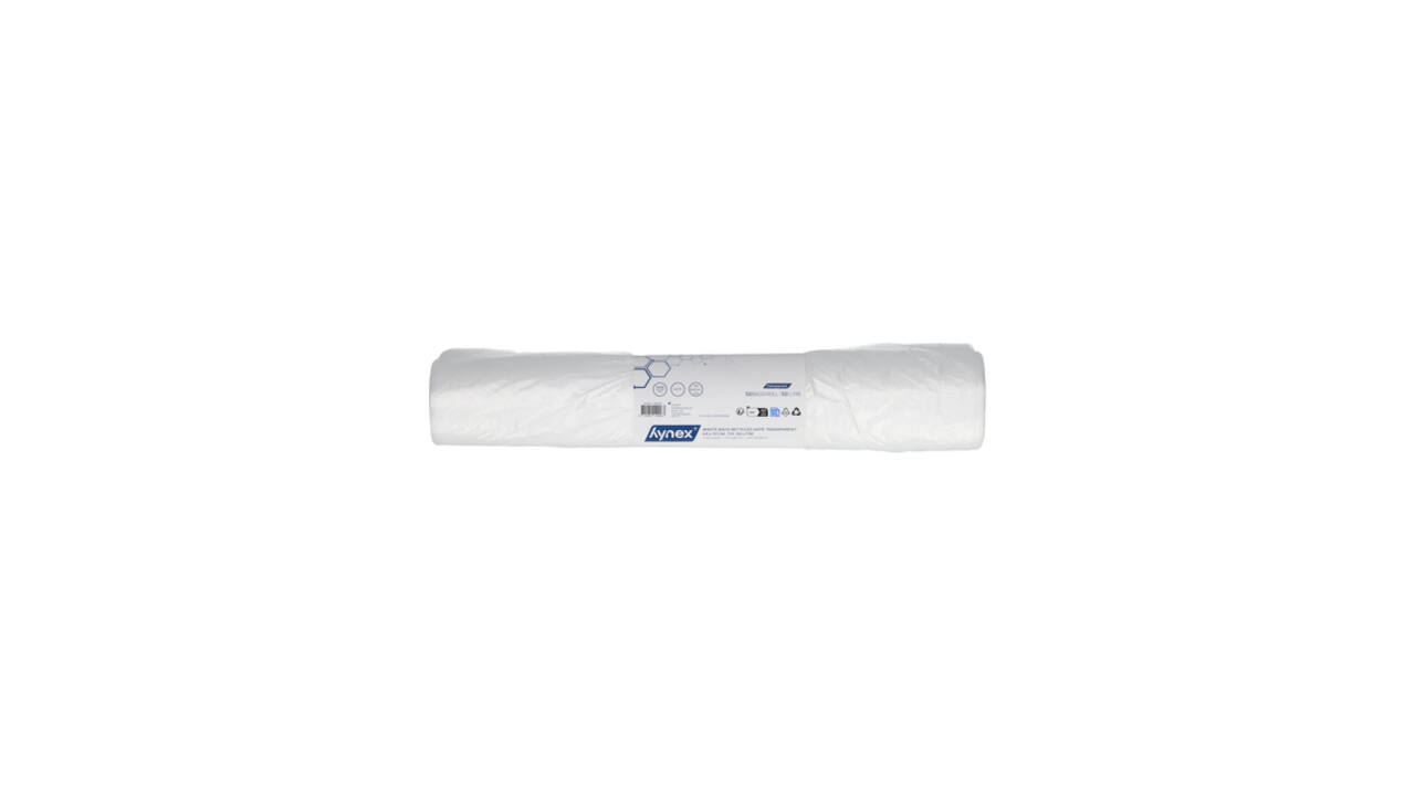 Afvalzak Hynex 63x70cm HDPE recycled T15 50L transparant rol à 50 stuks