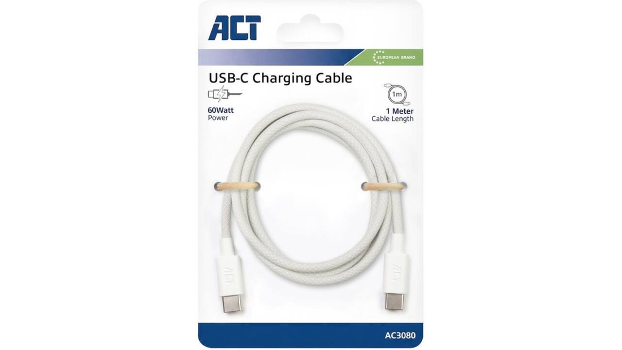 Kabel ACT 2.0 USB-C 60W 1 meter wit