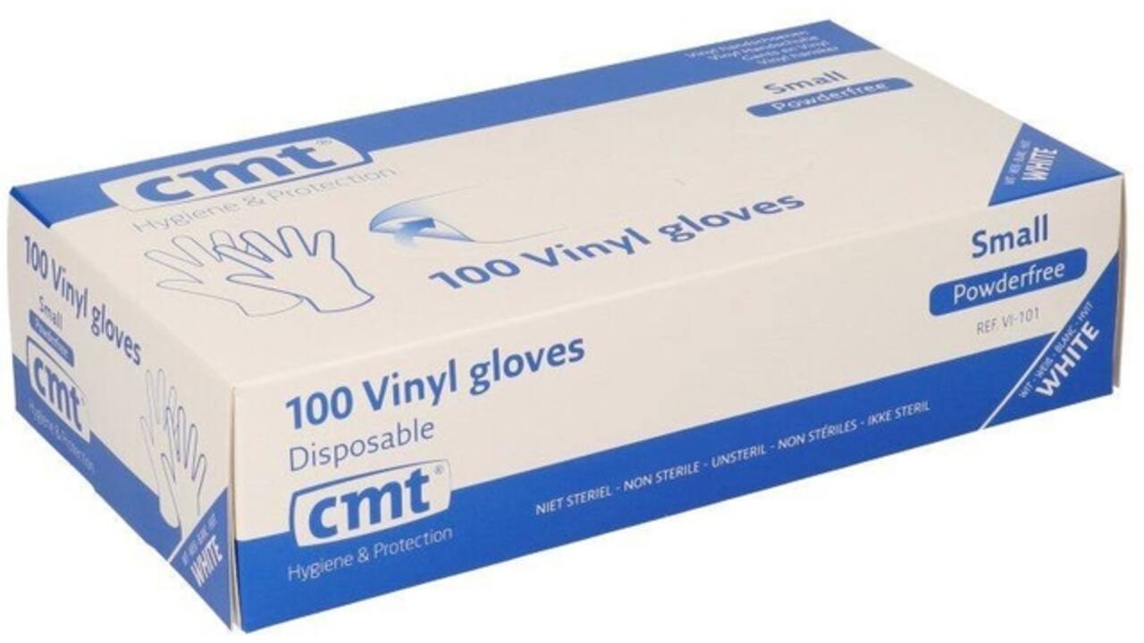 Handschoen CMT S vinyl poedervrij wit 100 stuks