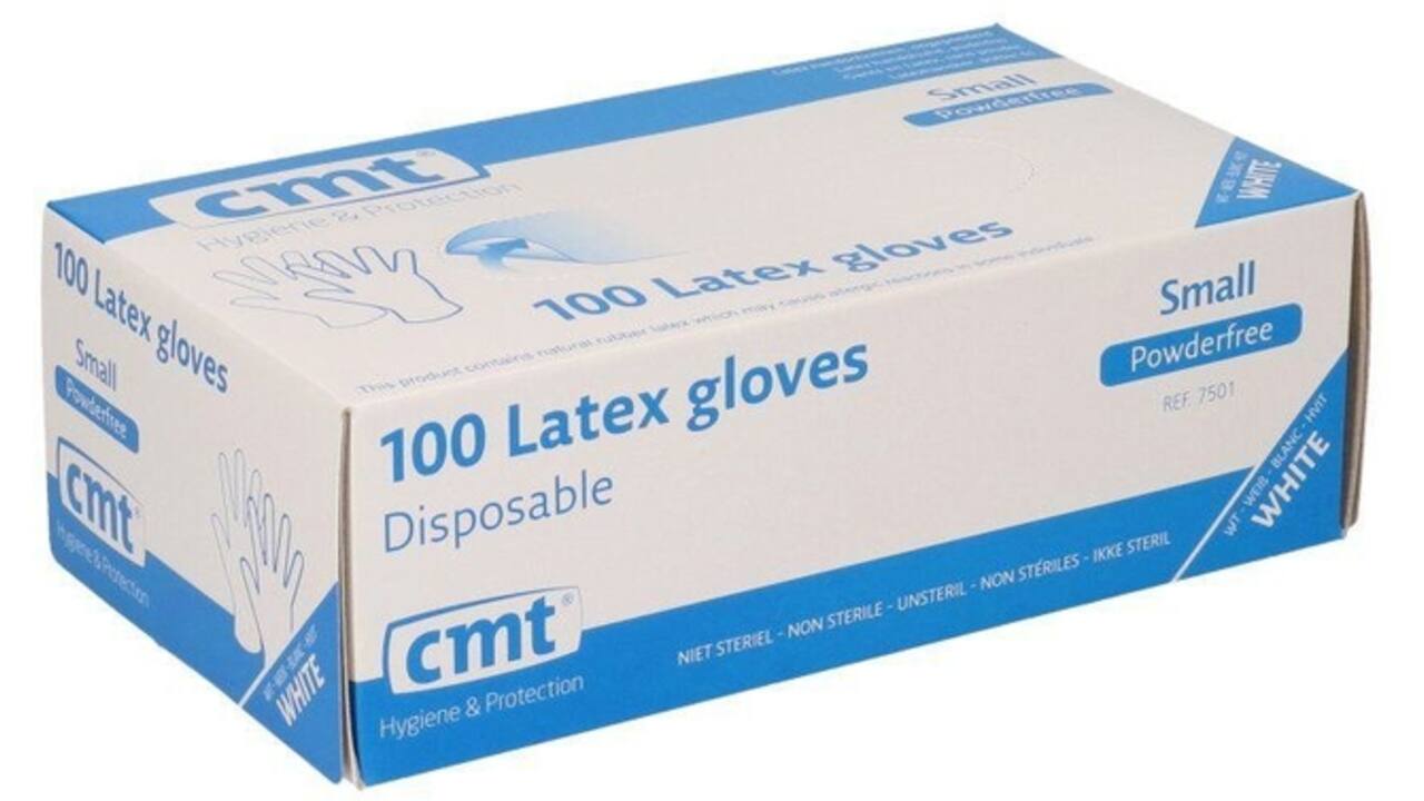 Handschoen CMT S latex poedervrij wit 100 stuks