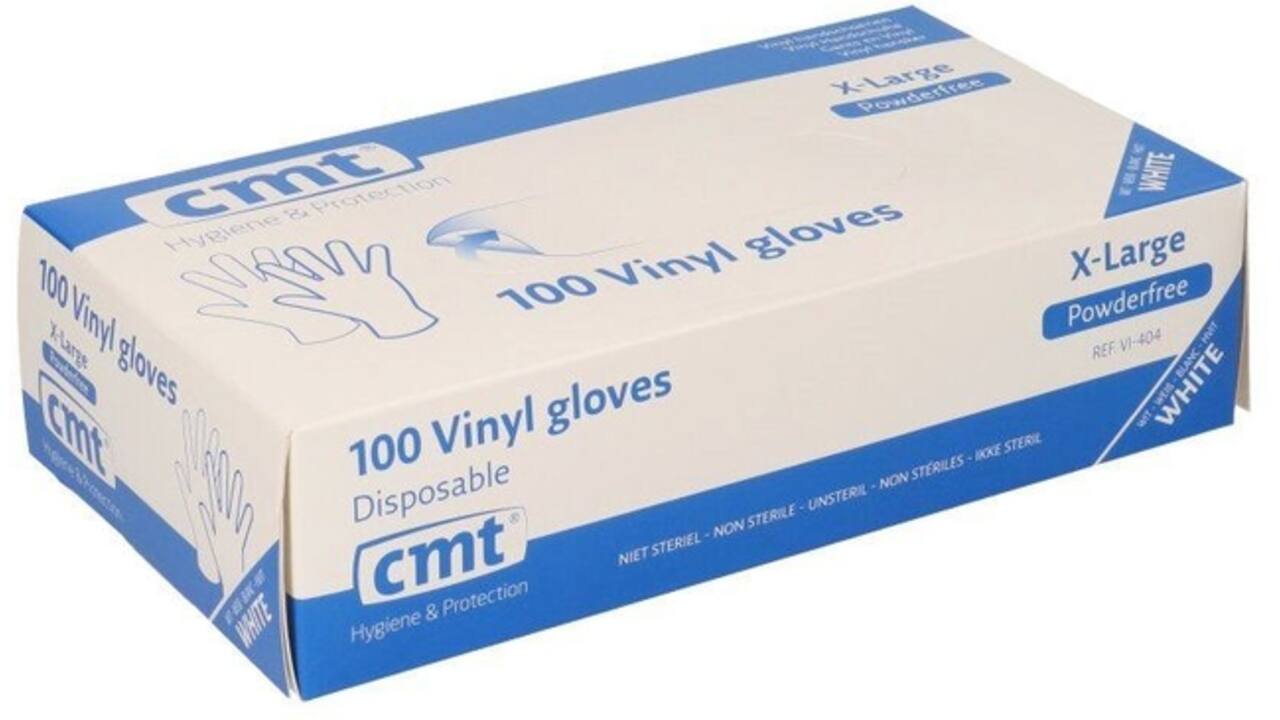 Handschoen CMT XL vinyl poedervrij wit 100 stuks