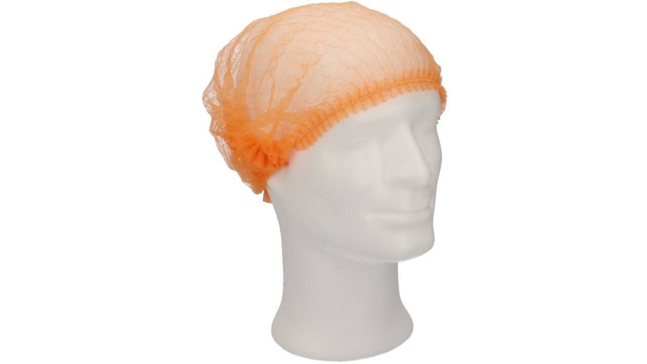 Haarnet CMT clip non-woven M 49cm PP oranje 100 stuks