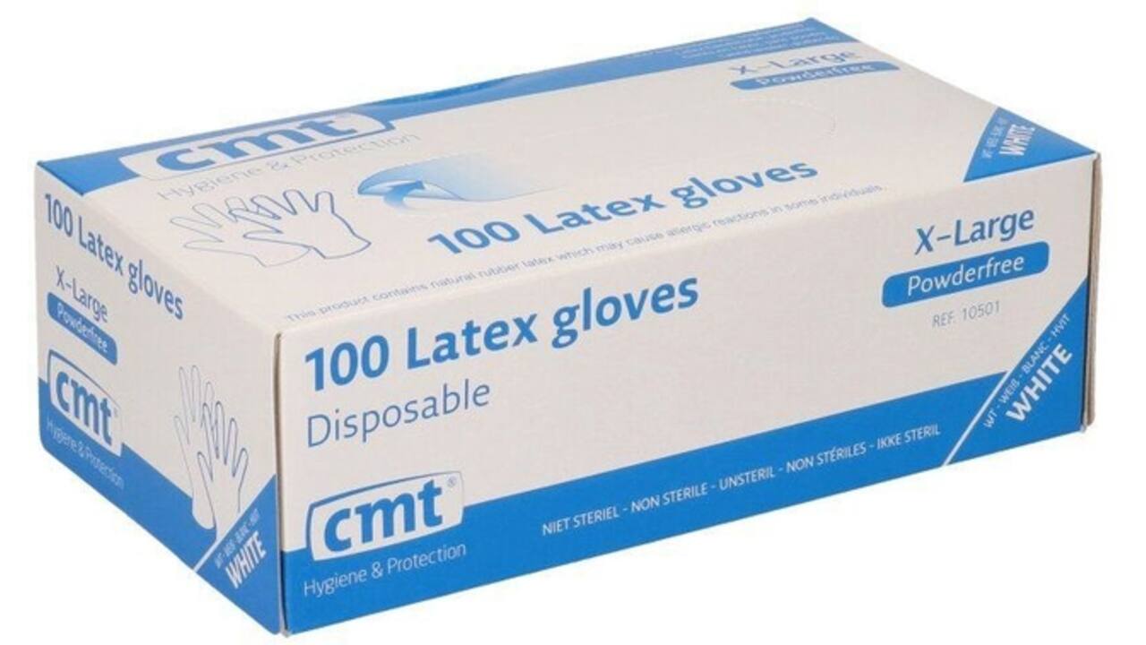 Handschoen CMT XL latex poedervrij wit 100 stuks