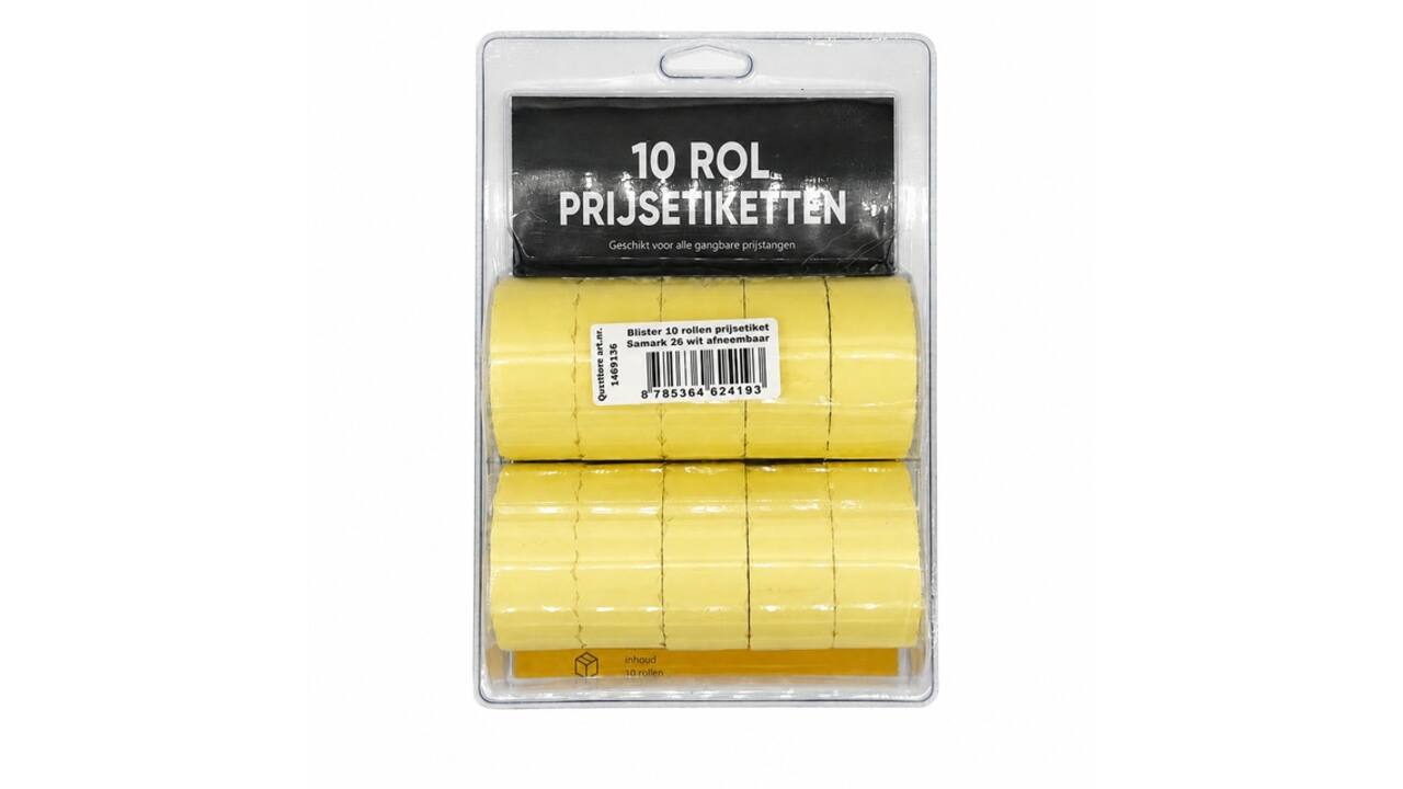 Prijsetiket 12x26mm Sato Samark afneembaar wit