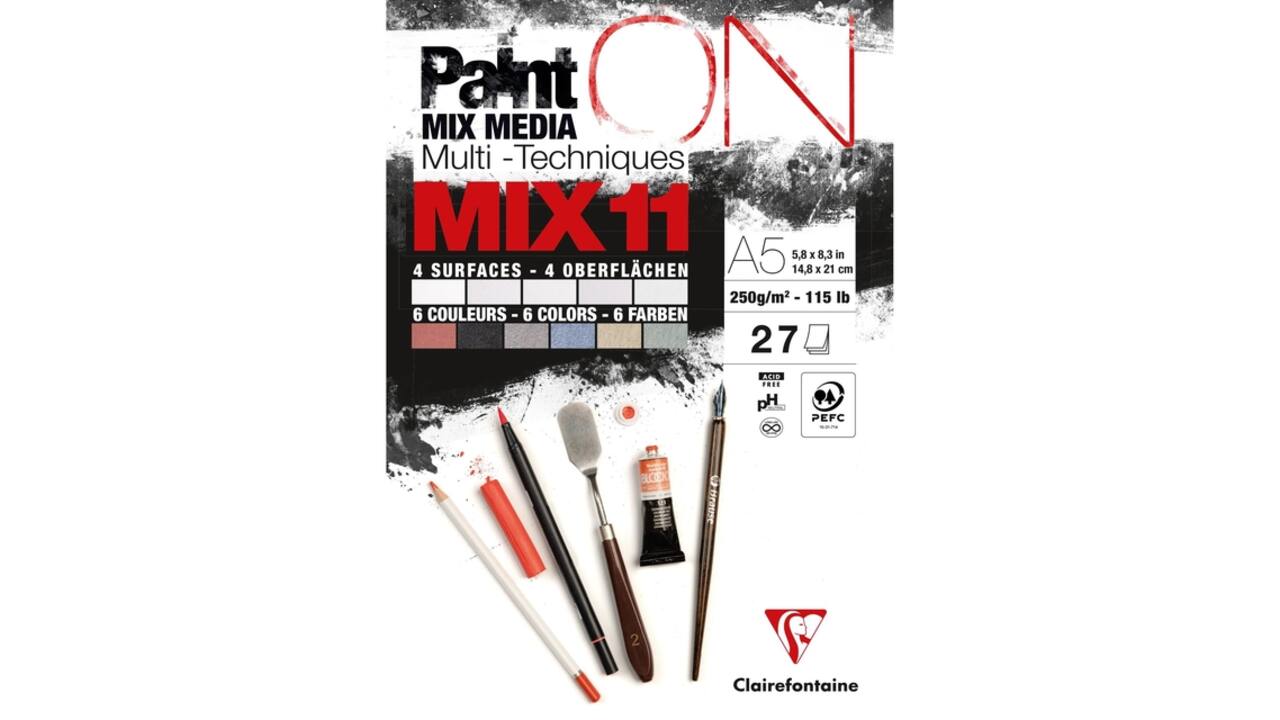 Mix Media Papier Clairefontaine 11 A5 Paint On 27 vel 250gram assorti