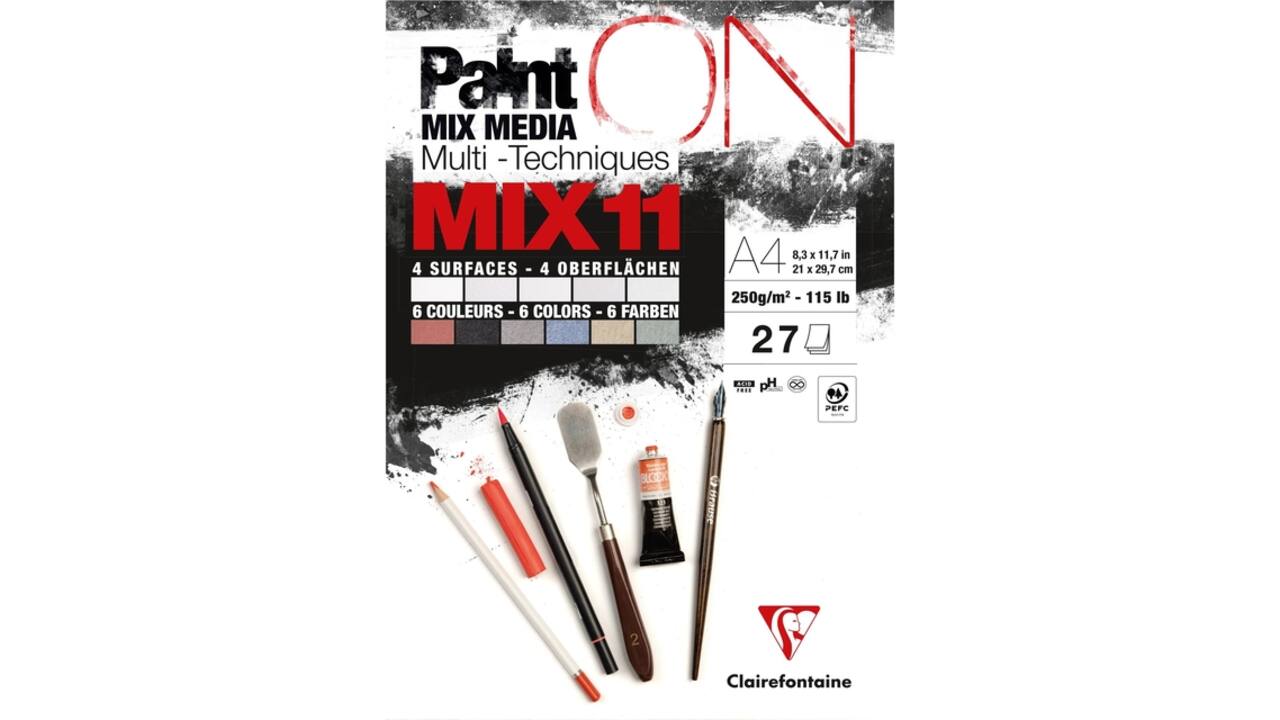 Mix Media Papier Clairefontaine 11 A4 Paint On 27 vel 250gram assorti