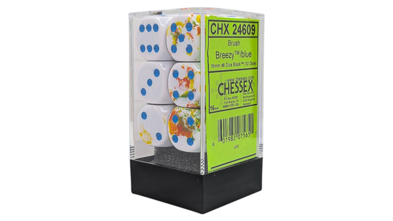 Dobbelsteen Chessex Breezy/blue D6 16mm set à 12 stuks