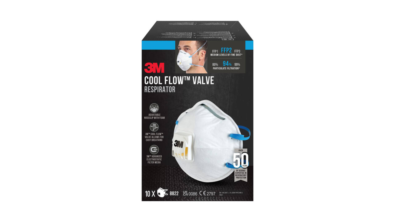 Stofmasker 3M voor schuren 8822 FFP2 met ventiel 10 stuks